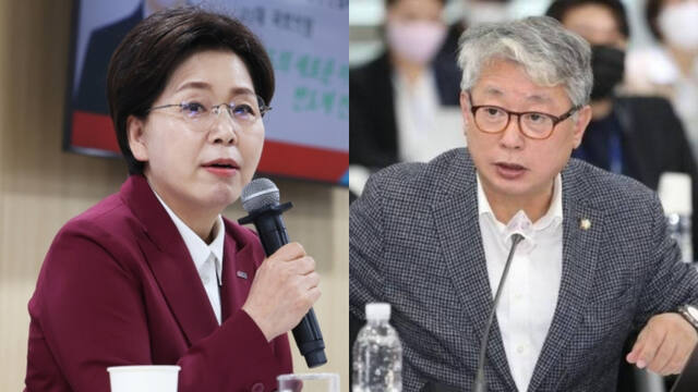 경기도지사에 도전하는 국민의힘 양향자 후보(왼쪽)와 개혁신당 조응천 후보. 연합뉴스