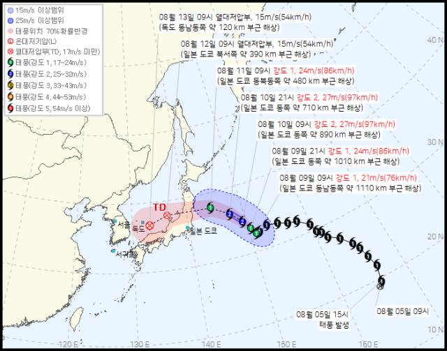 태풍 '찬홈' 일본 관통 후 동해 진입… 푹푹 지는 폭염 기세 누그러질까