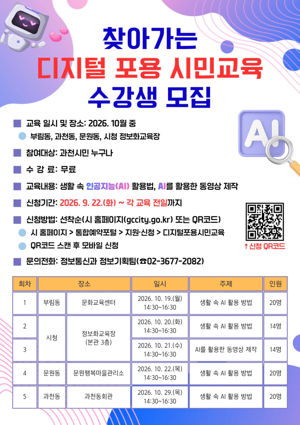 “AI로 영상까지 만들어보세요”…과천시, 시민 대상 무료 디지털 교육